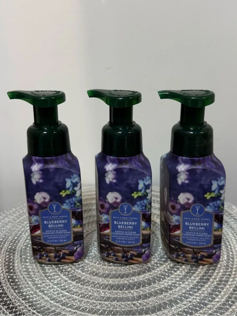 BBW Blueberry Bellini Foaming Hand Soap Set of 3 NWT